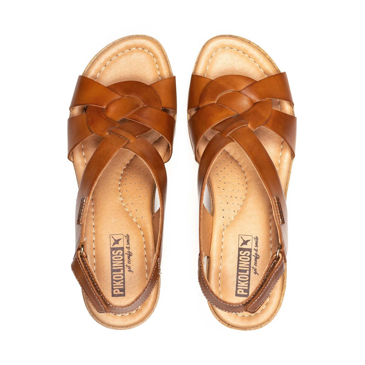 PIKOLINOS SAMPLE - ARENALES W3B-1518 TAN LEATHER WEDGE SANDAL