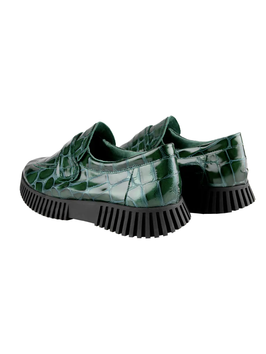 ARCHE SAMPLE - HAVOCK GREEN ALIGATOR PATENT LEATHER LOAFER