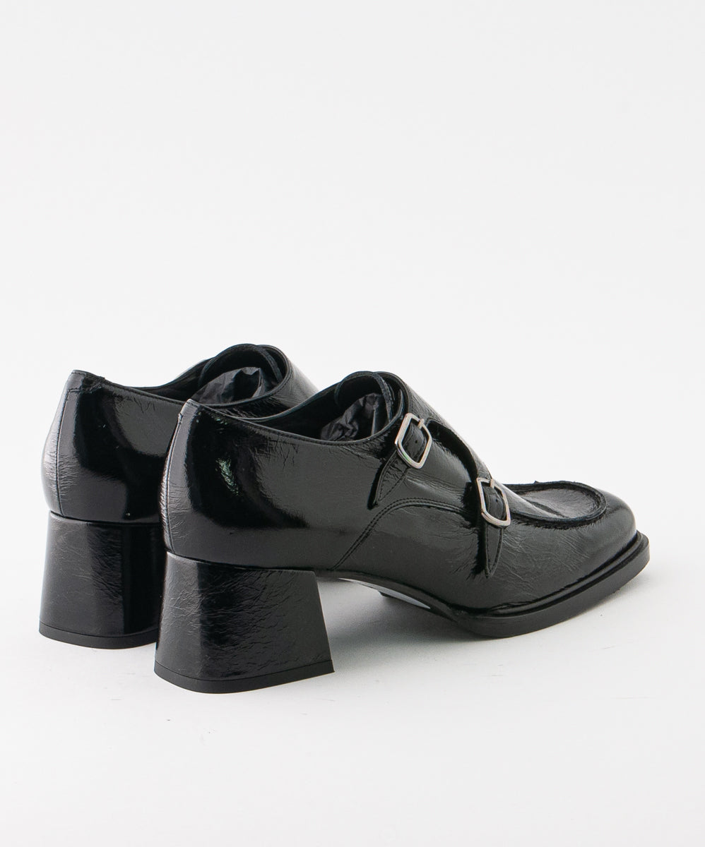 ZINDA SAMPLE - JANA BLACK PATENT LEATHER HEELED LOAFER
