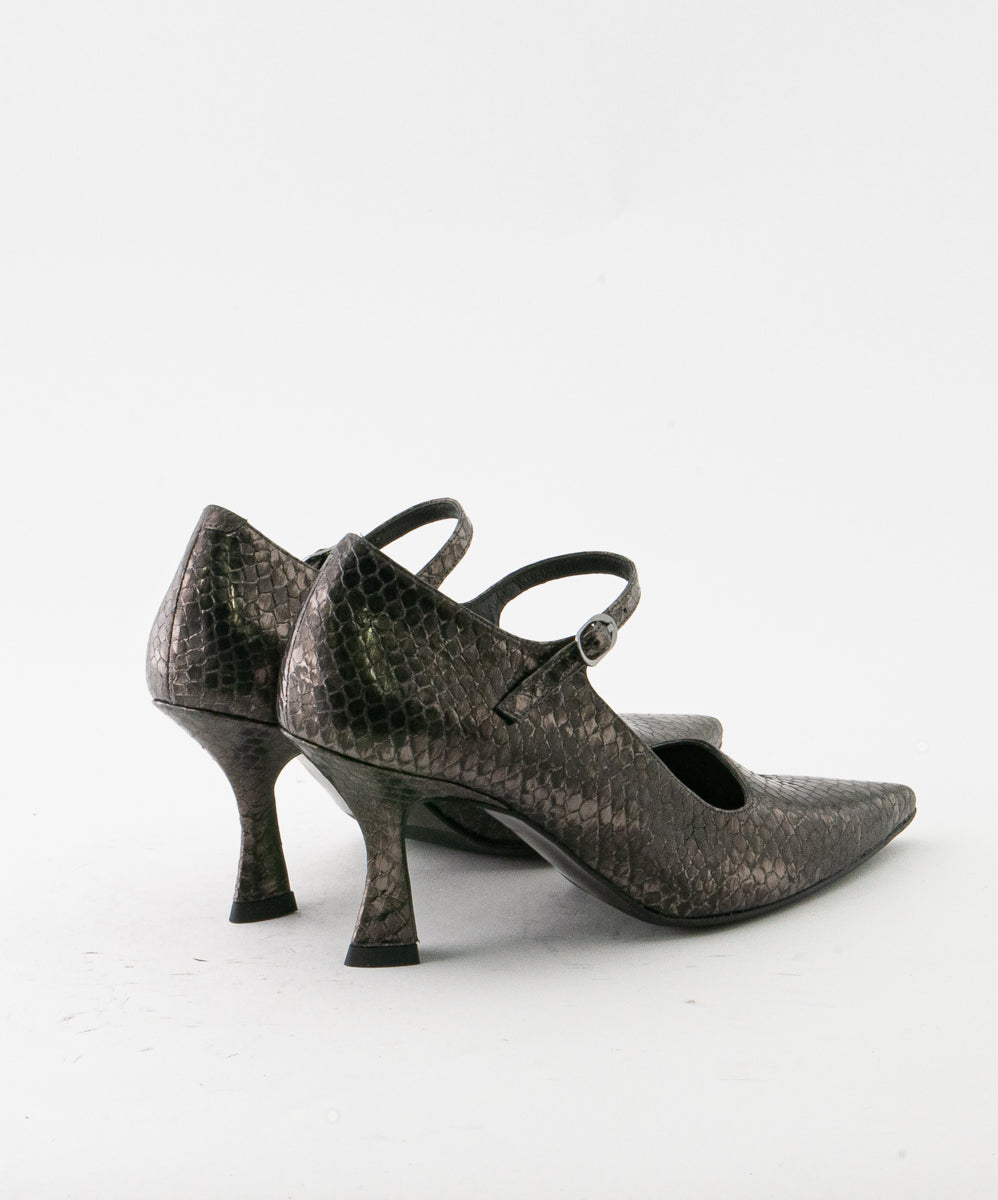 ZINDA SAMPLE - CINDY BROWN SNAKE LEATHER MARY JANE