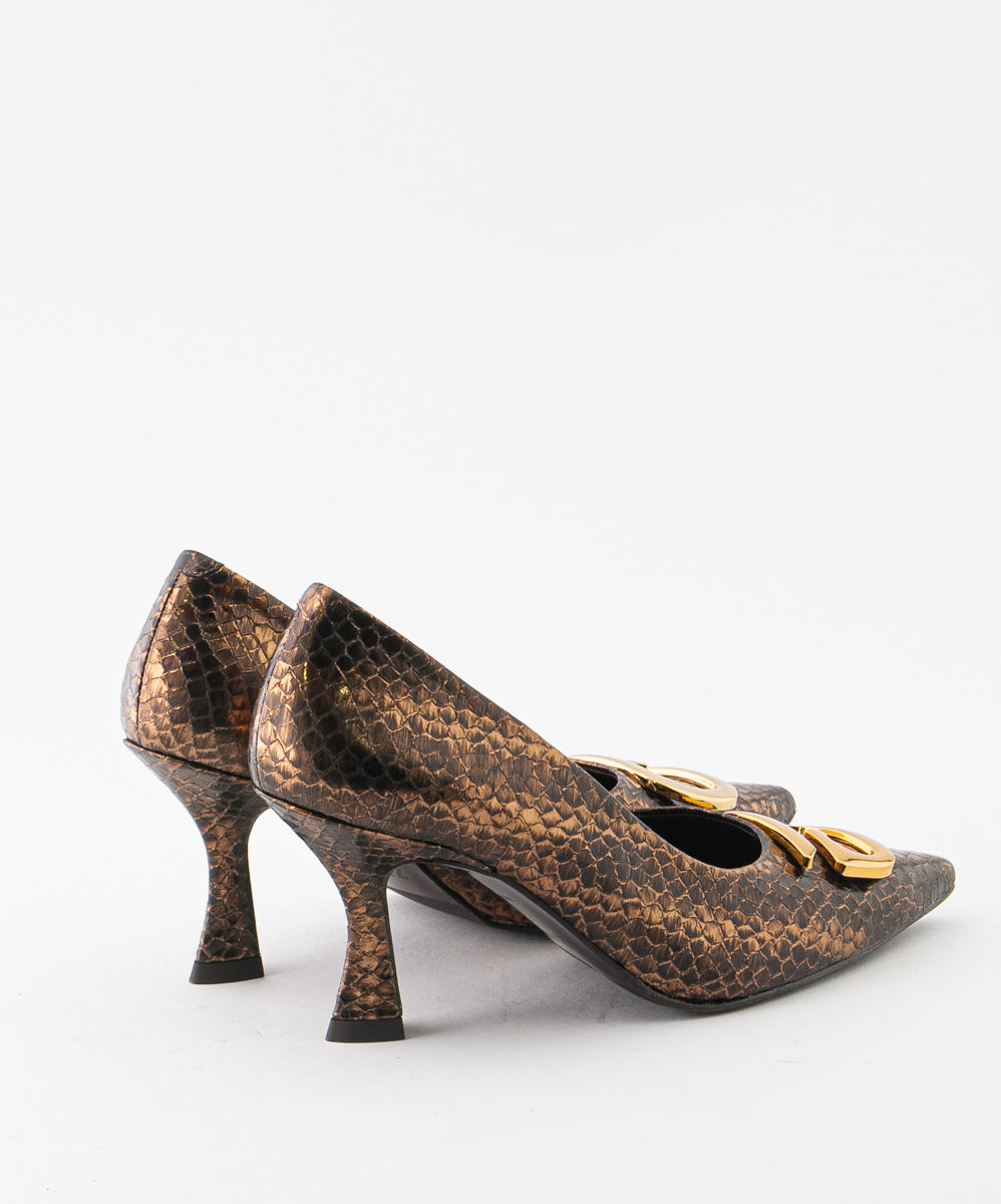 ZINDA SAMPLE - CINDY BRONZE SNAKE LEATHER PUMP