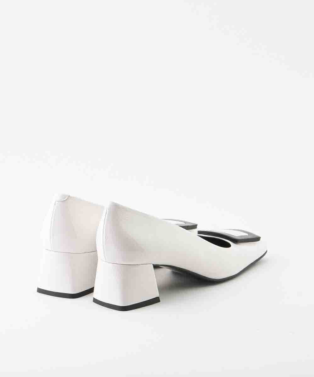 ZINDA SAMPLE - ELLE WHITE PATENT LEATHER PUMP