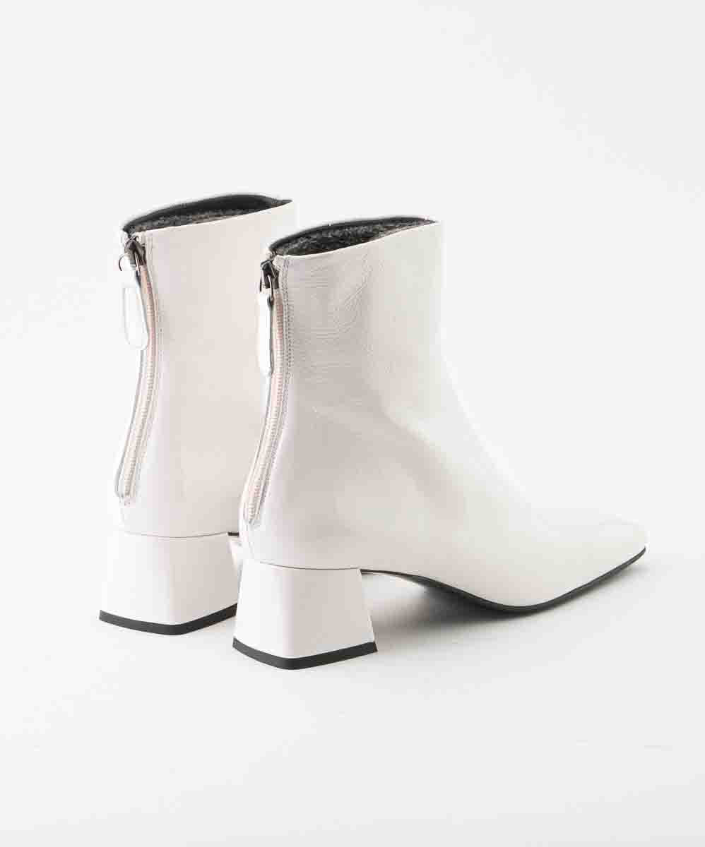 ZINDA SAMPLE - ELLE WHITE PATENT LEATHER ANKLE BOOT