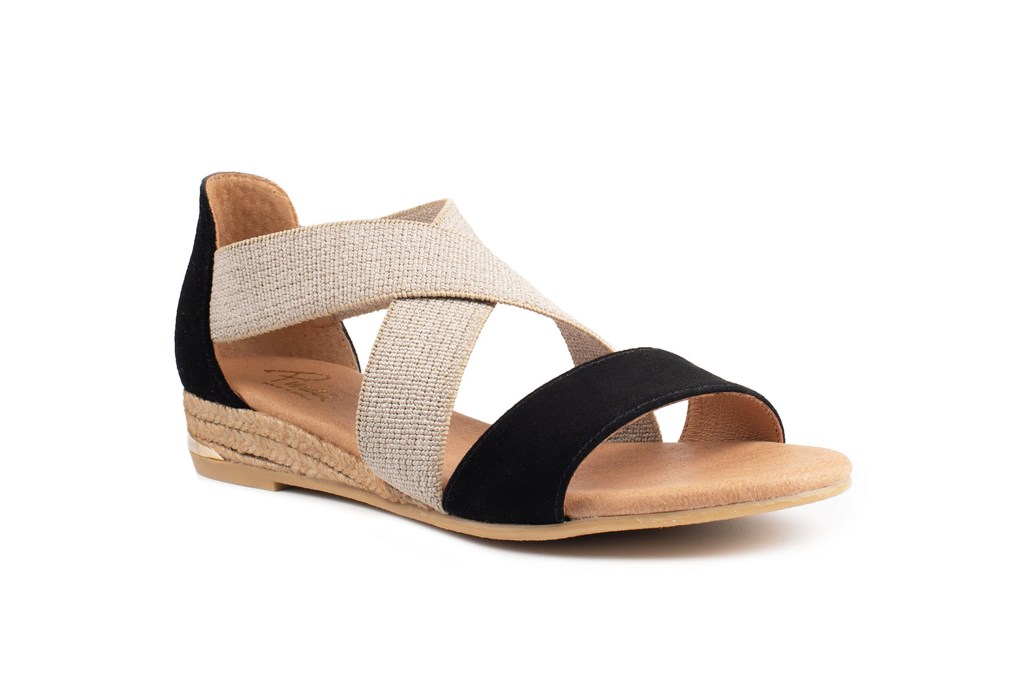 PINAZ 316 BLACK NUBUCK & LINEN SANDAL