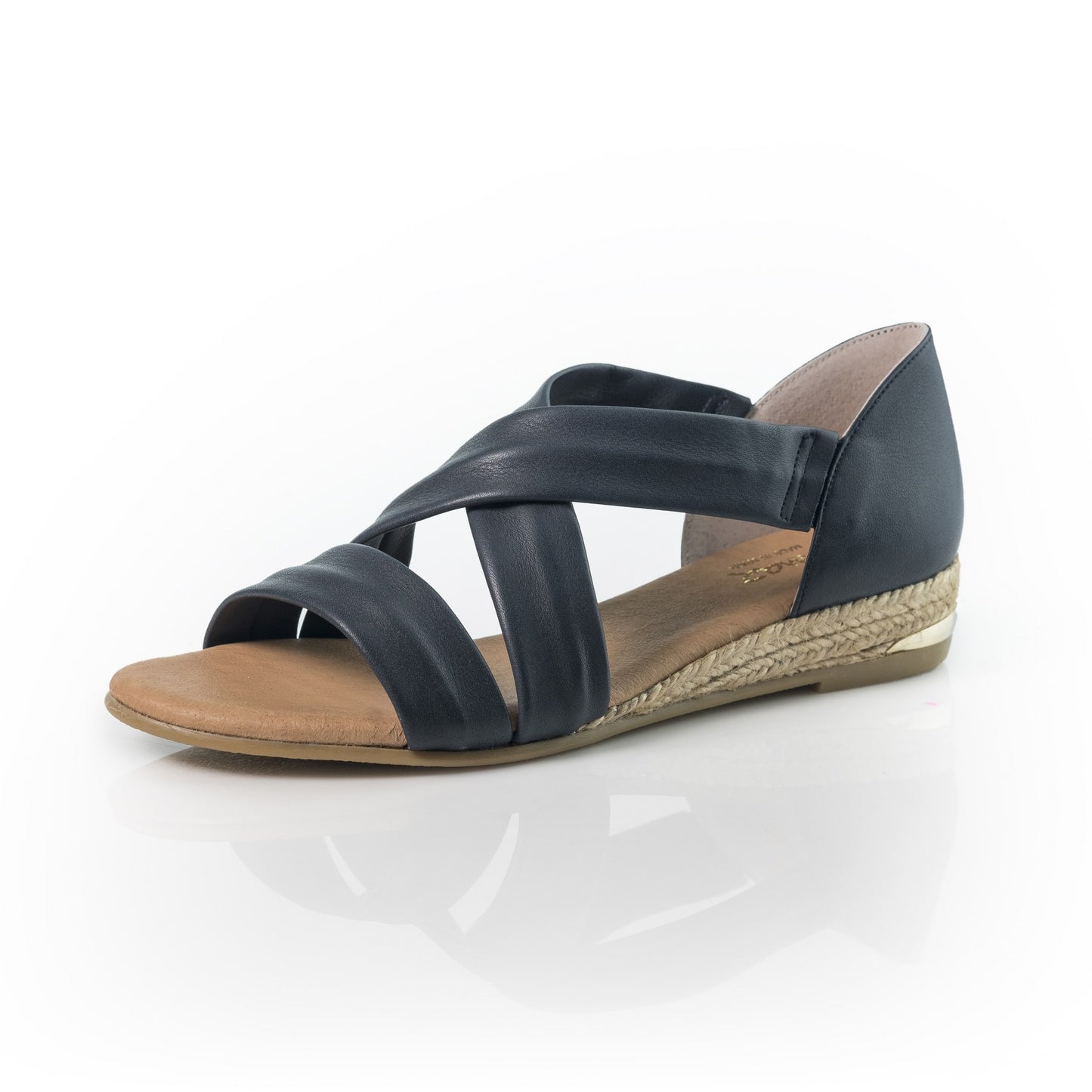 PINAZ 317 BLACK LEATHER CRISS CROSS SANDAL
