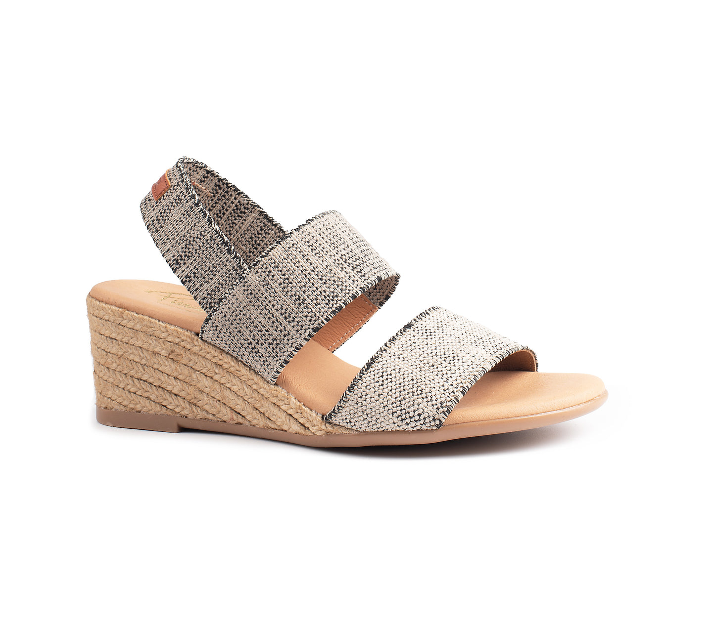 PINAZ 531-5 BLACK & WHITE LINEN WEDGE ESPADRILLE