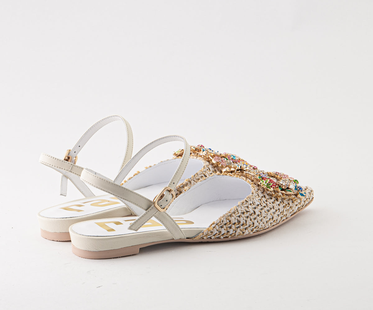 RAS SHOES SAMPLE - ICONICA 8007 CREAM RAFIA SANDAL
