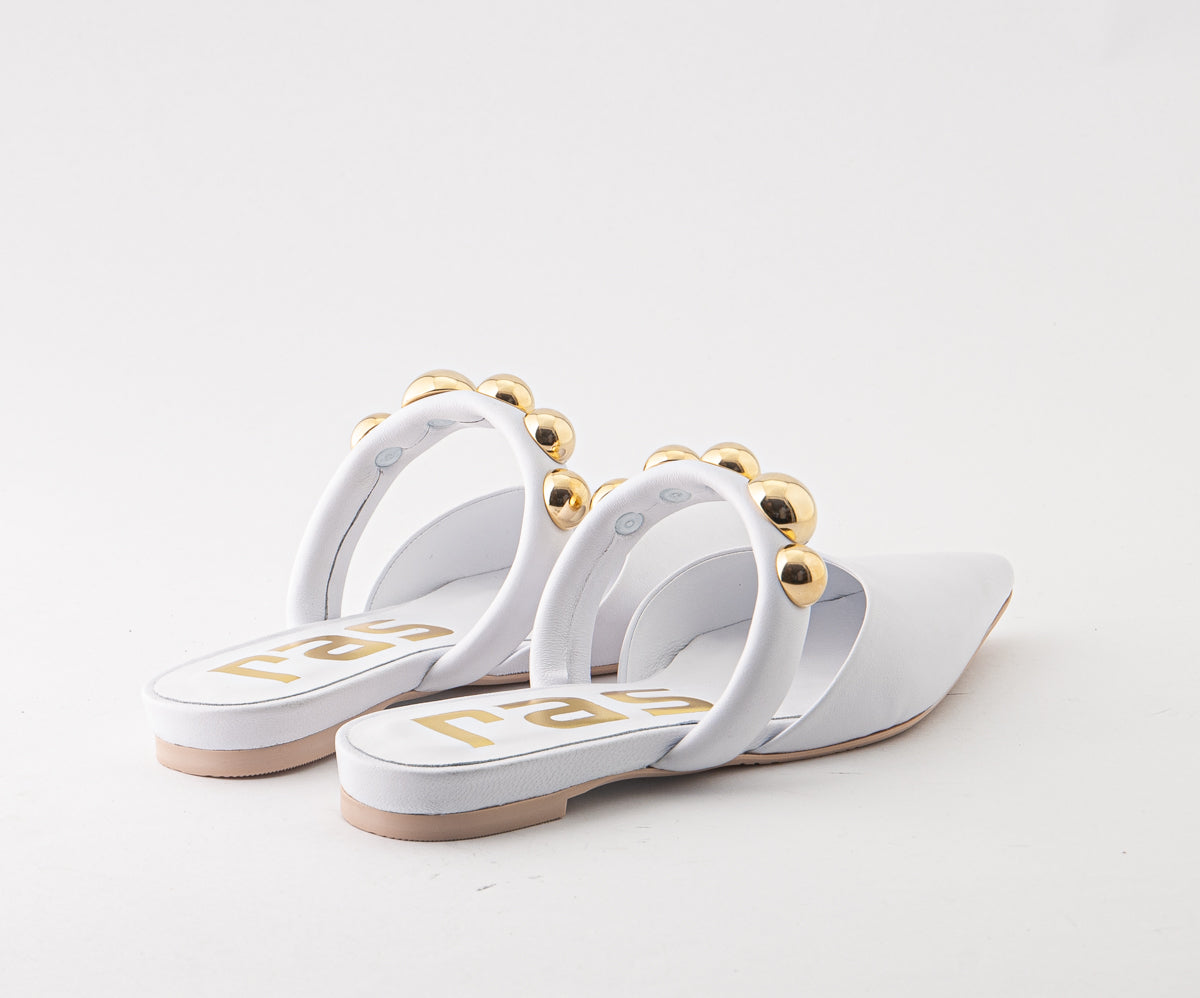 RAS SHOES SAMPLE - ICONICA 8009 WHITE LEATHER SLIDE