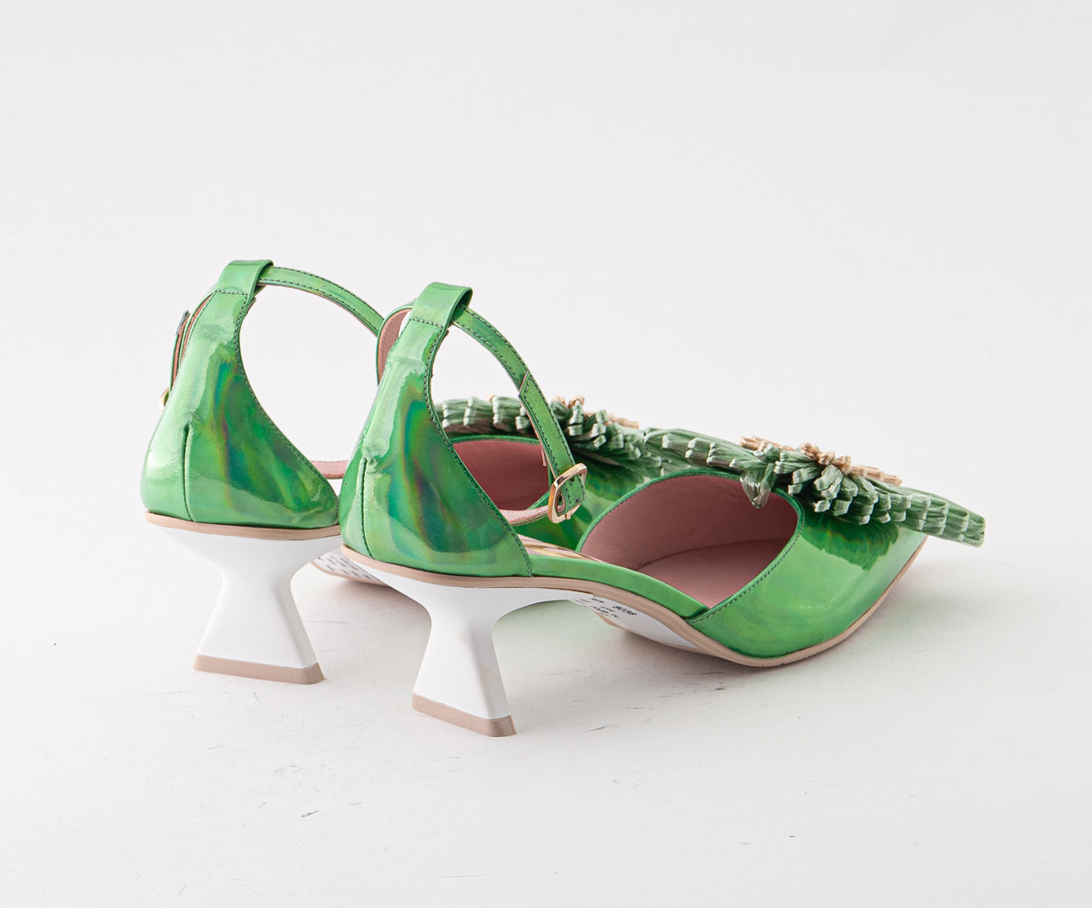 RAS SHOES SAMPLE - TULIP 8038 GREEN PATENT LEATHER HEEL