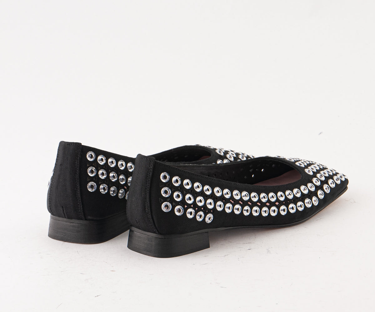RAS SHOES SAMPLE - LIRIO 8122 BLACK TEXTILE BALLERINA