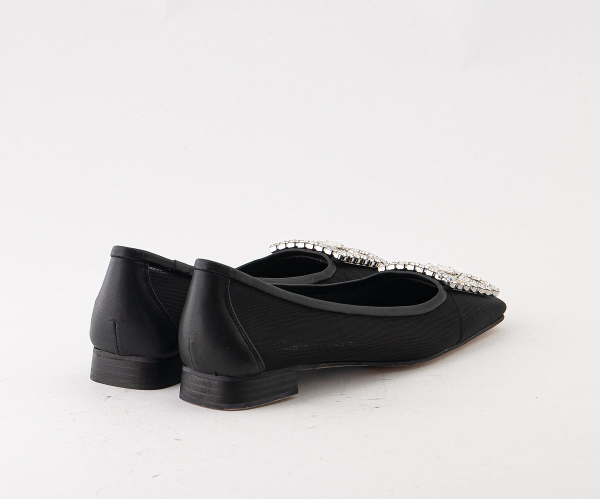 RAS SHOES SAMPLE - LIRIO 8123 BLACK MESH BALLERINA