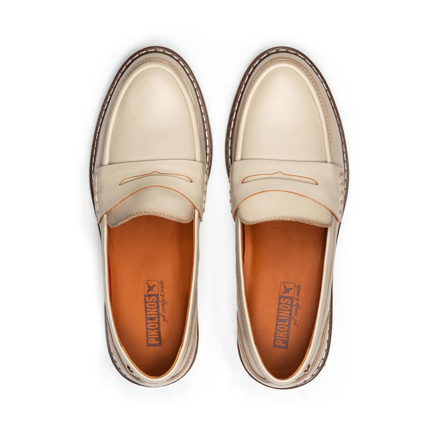 PIKOLINOS SAMPLE - ALDAYA W8J-3541 CREAM FLAT LEATHER LOAFERS