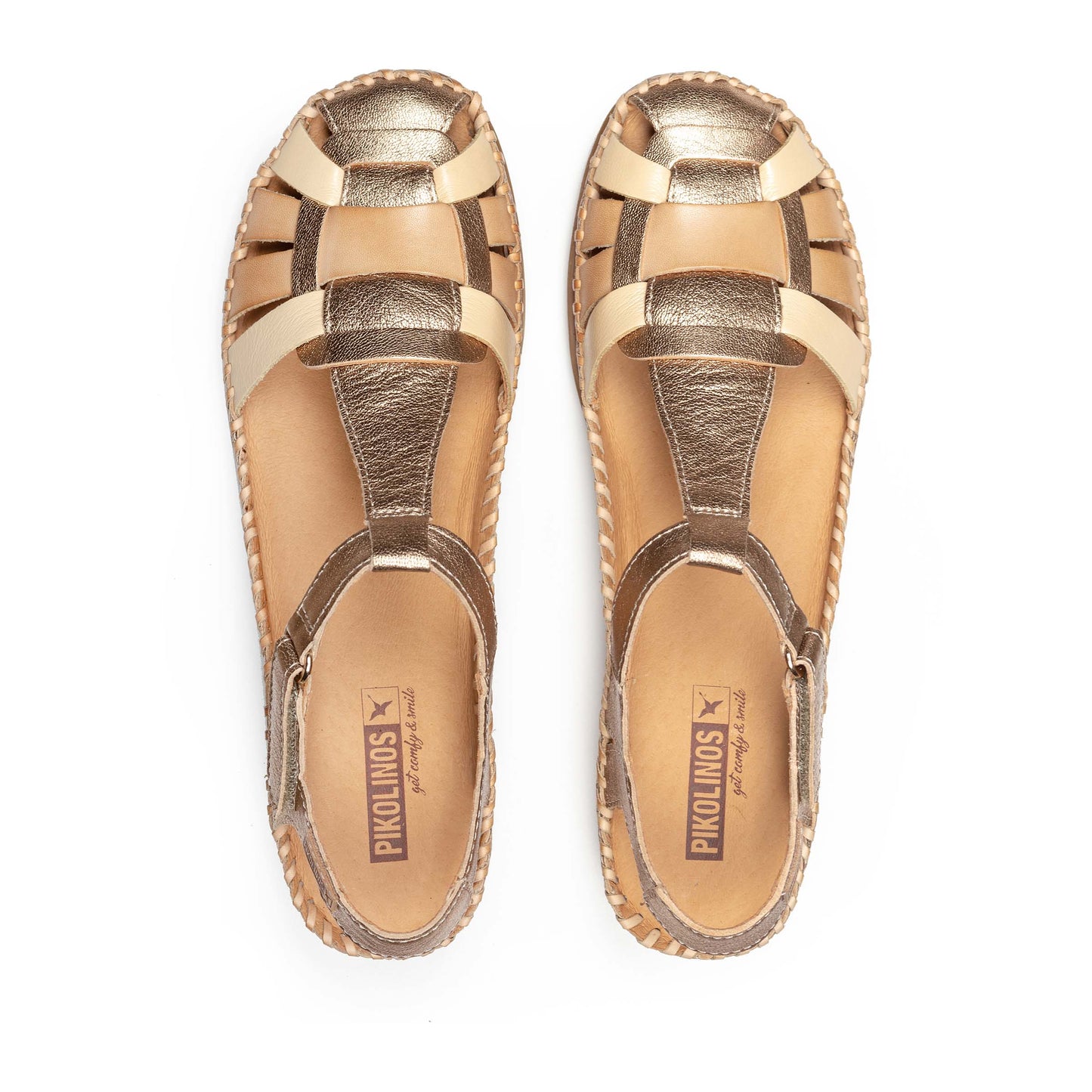 PIKOLINOS SAMPLE - CADAQUES W8K-0965 GOLD FISHERMAN'S WEDGE SANDALS