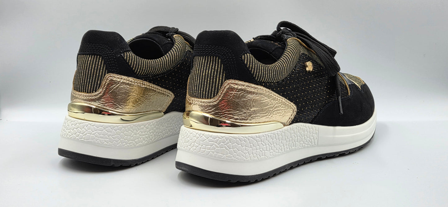 FUGITIVE VALDA BLACK & GOLD SNEAKER