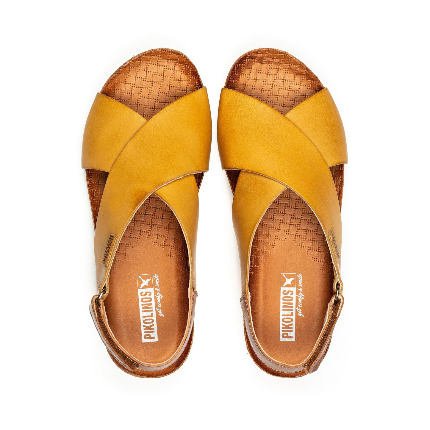 PIKOLINOS SAMPLE - MAHON W9E-0912 TAN LEATHER WEDGE SANDALS