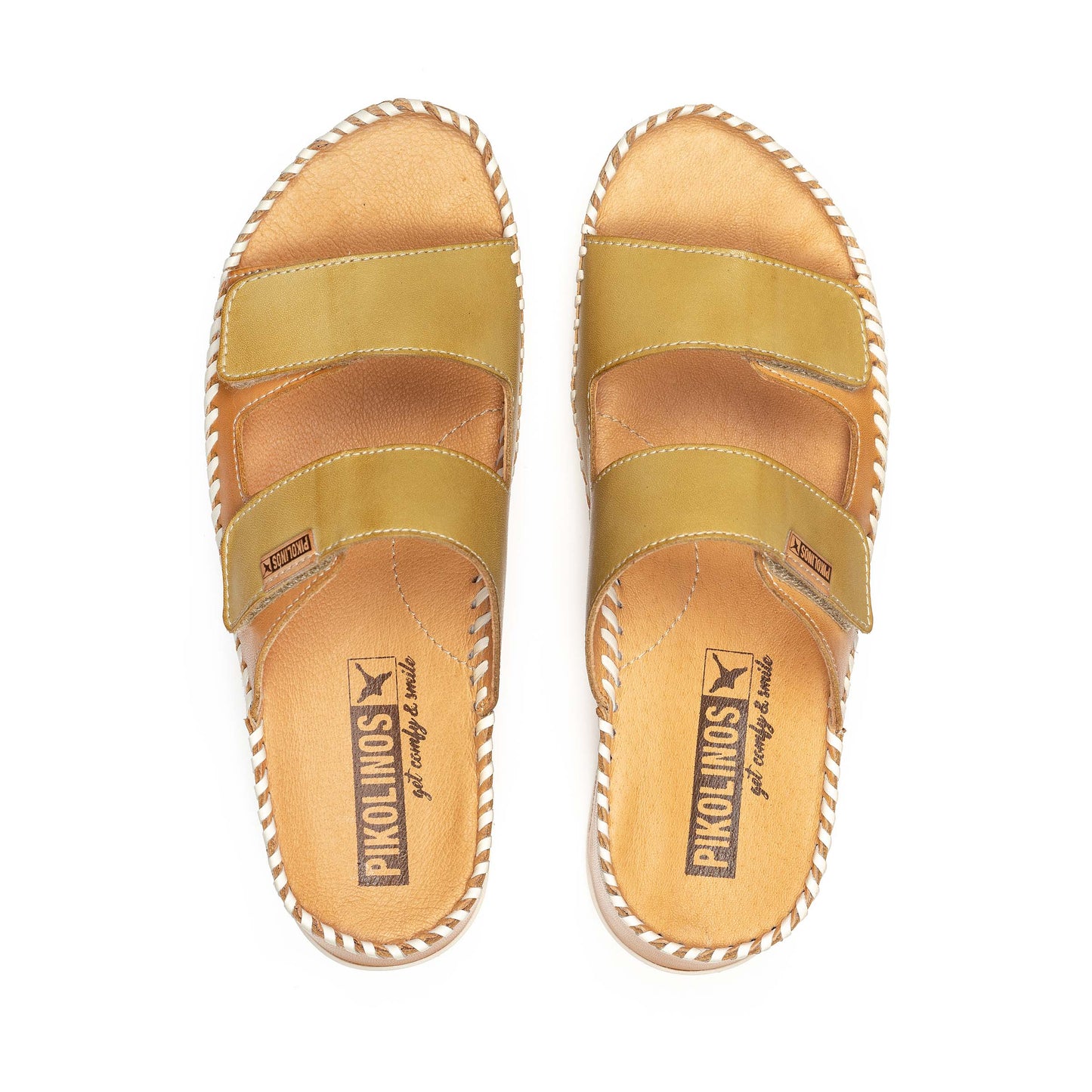 PIKOLINOS SAMPLE - MARINA W1C-0865 TAN LEATHER WEDGE SLIDES