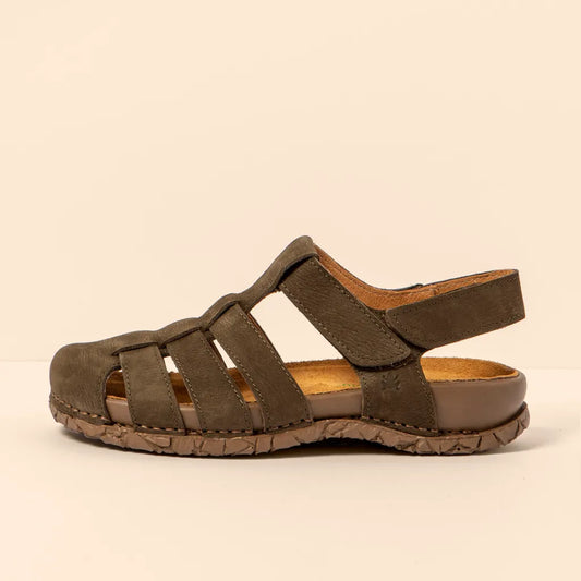 EL NATURALISTA TABERNAS N5862 KHAKI LEATHER SANDALS