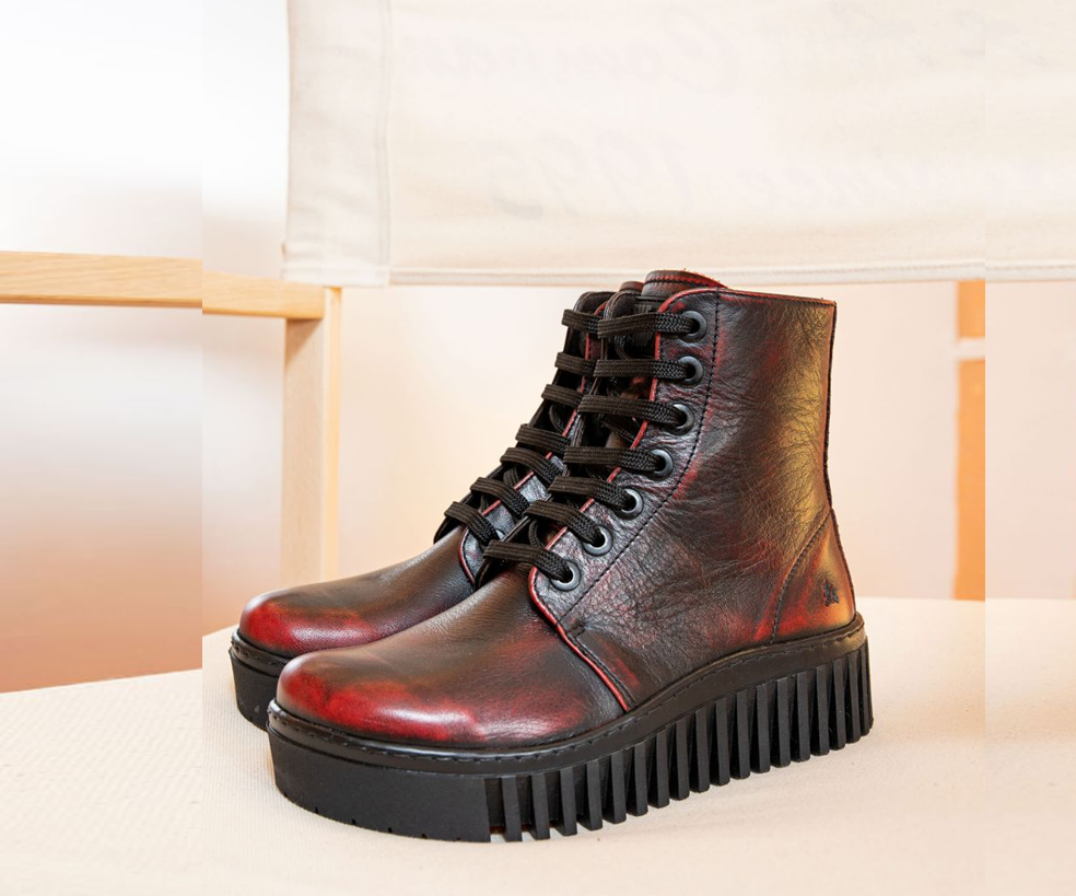 BRIGHTON 1517 RED VINTAGE LEATHER BOOTS