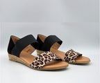 PINAZ 321 BLACK & LEOPARD NUBUCK SANDALS
