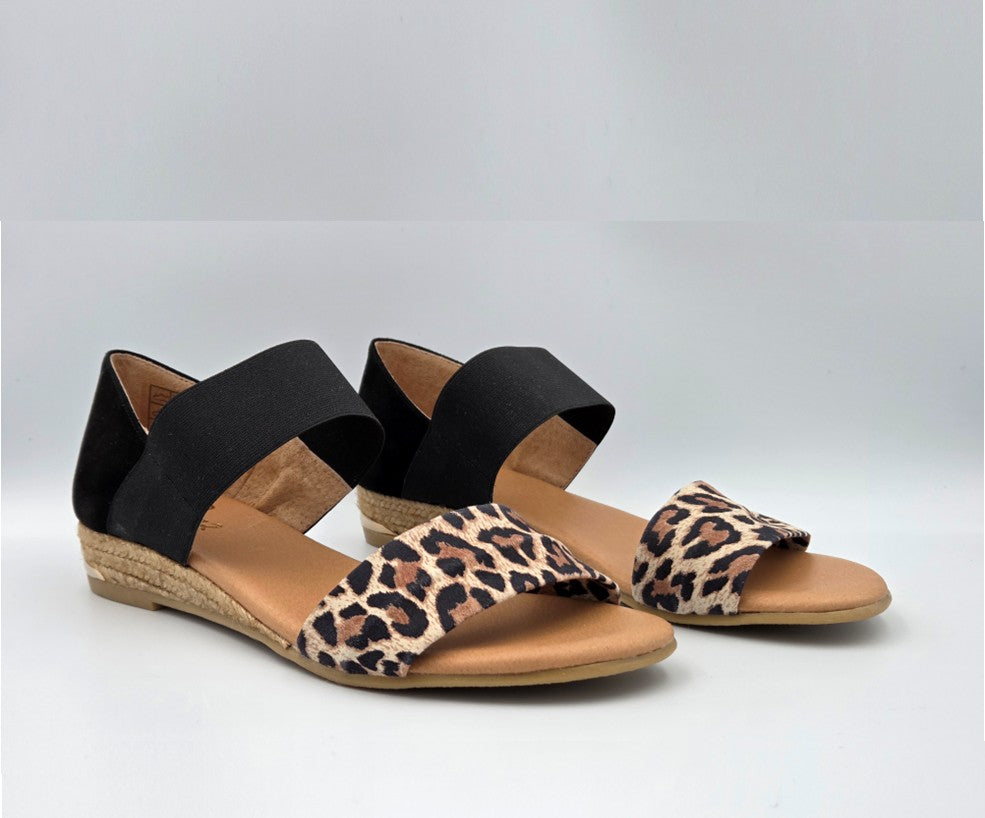 PINAZ 321 BLACK & LEOPARD NUBUCK SANDALS