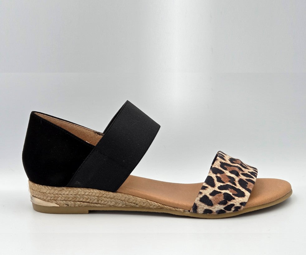 PINAZ 321 BLACK & LEOPARD NUBUCK SANDALS