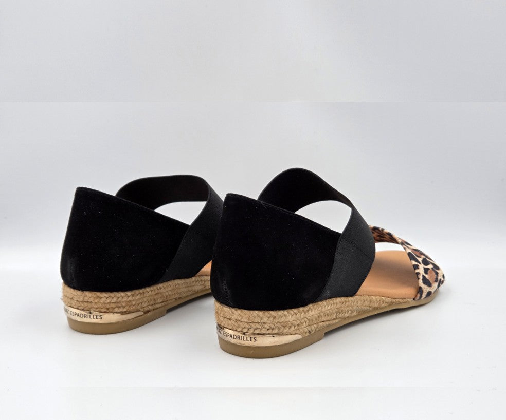 PINAZ 321 BLACK & LEOPARD NUBUCK SANDALS