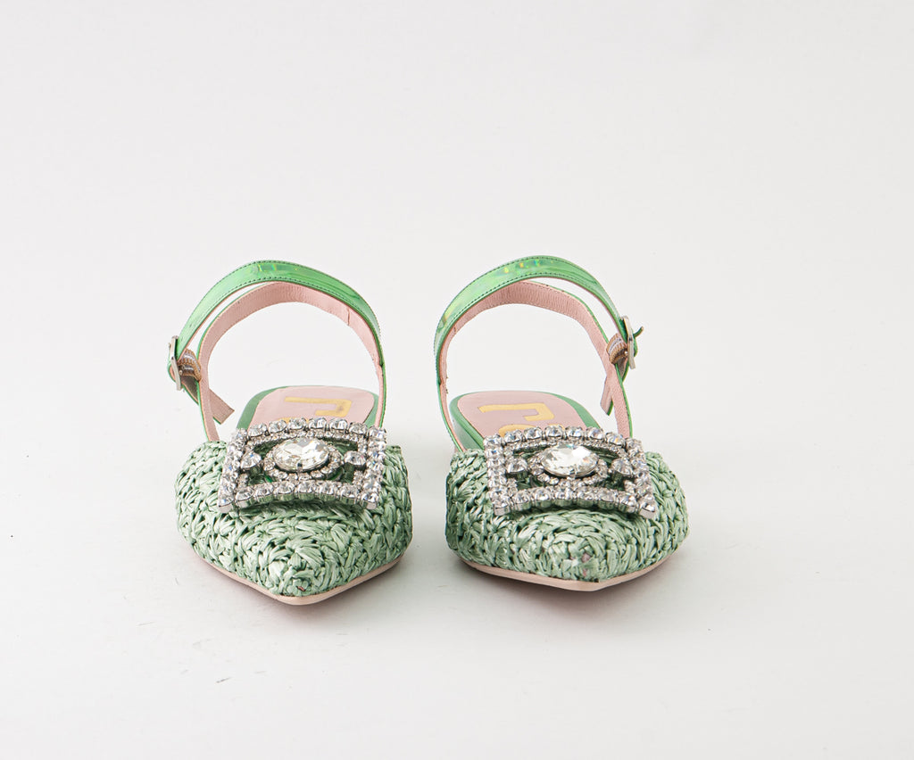 ICONICA 8001 GREEN RAFIA SANDAL