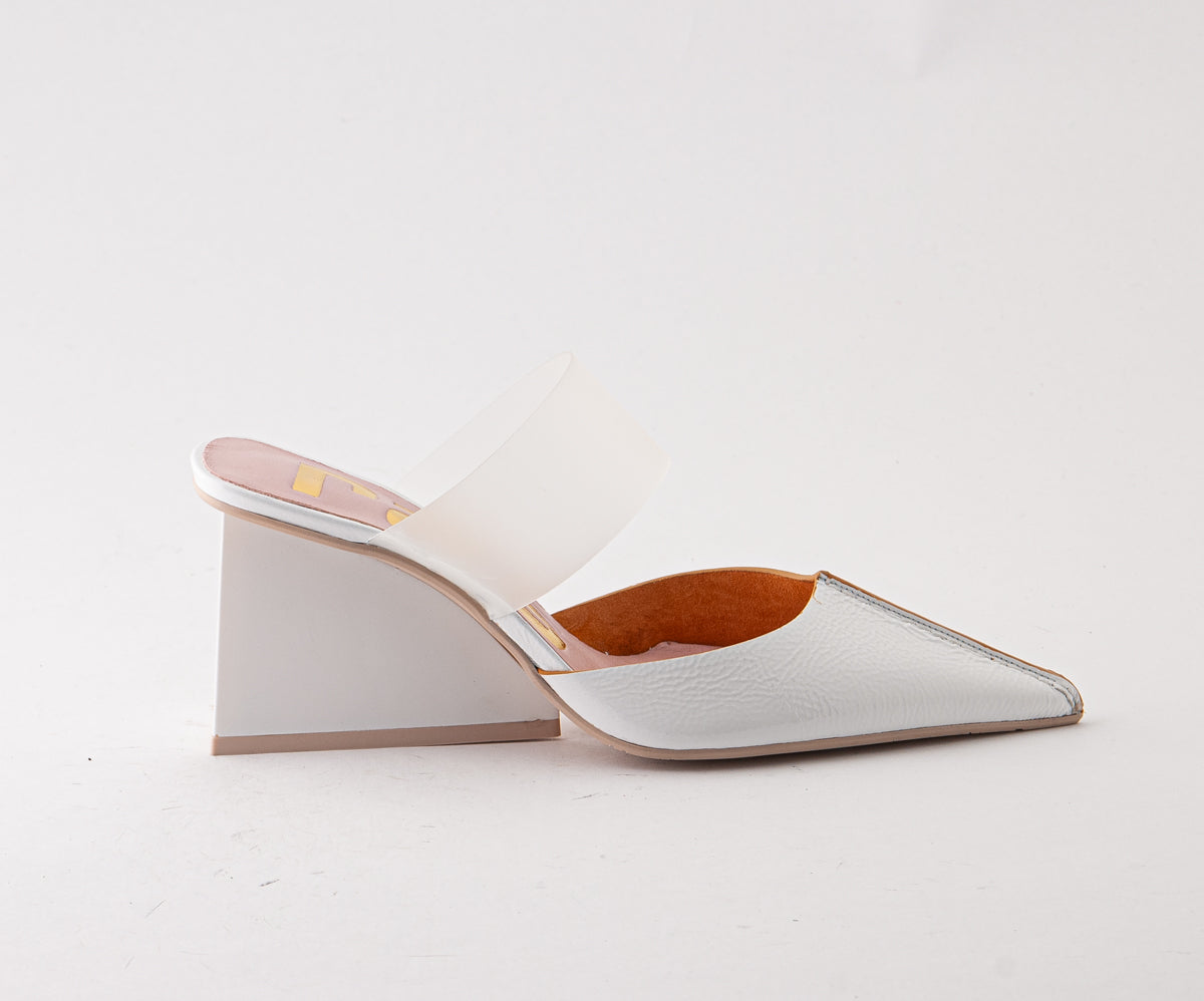 COCKTAIL 8030 WHITE HEELED MULES