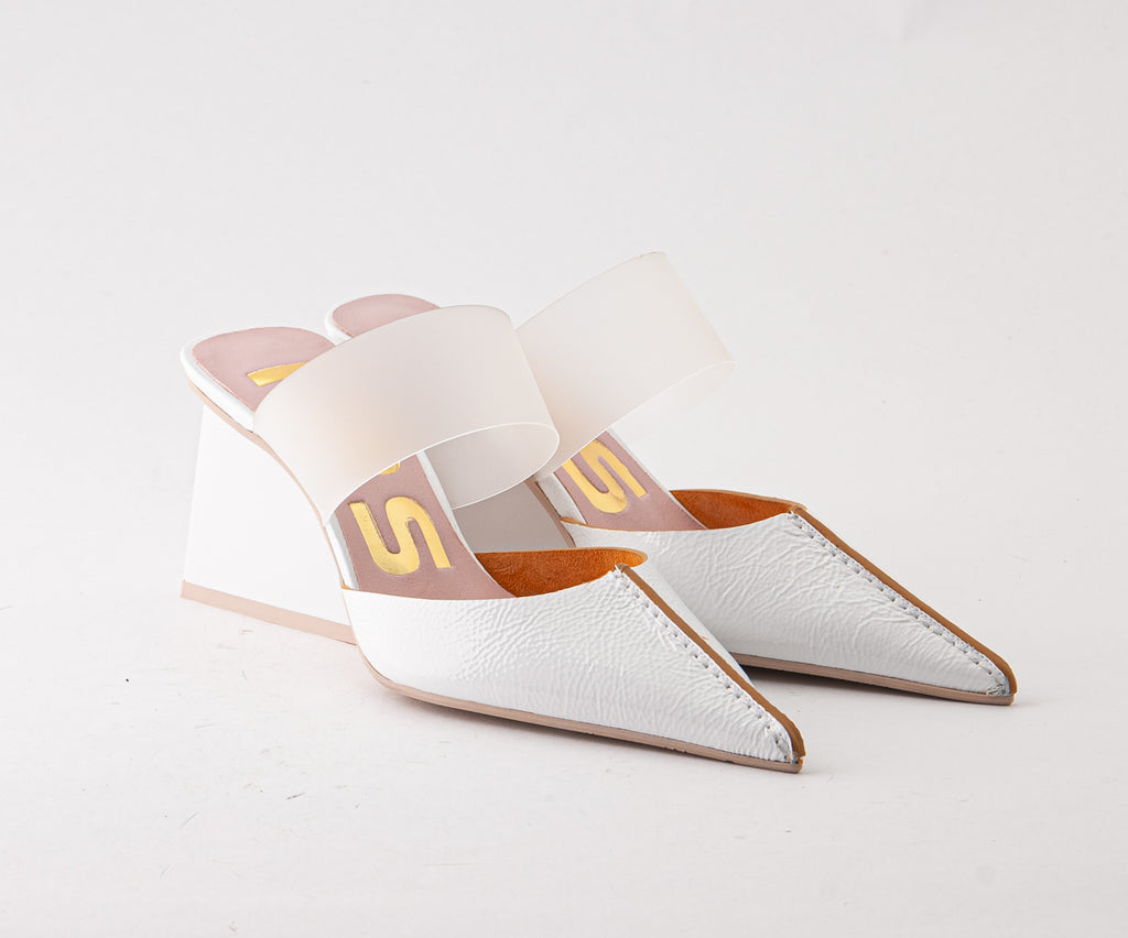 COCKTAIL 8030 WHITE HEELED MULES