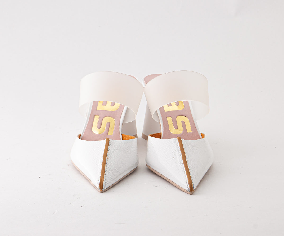 COCKTAIL 8030 WHITE HEELED MULES