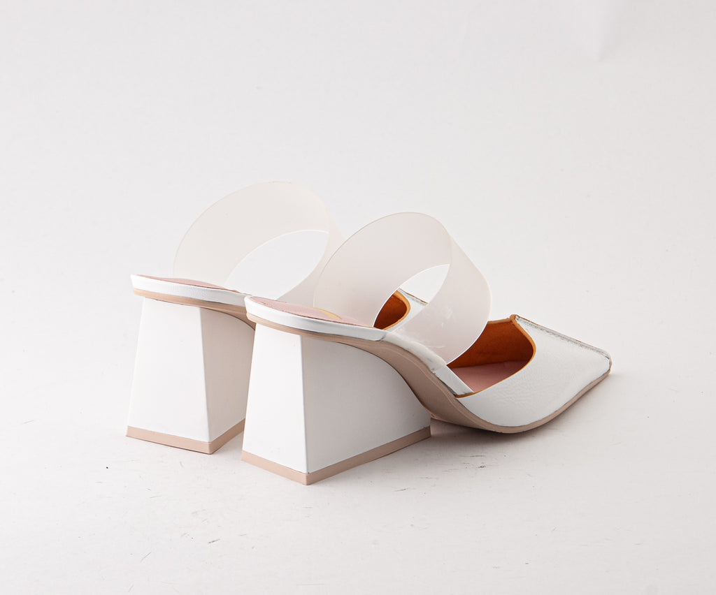 COCKTAIL 8030 WHITE HEELED MULES