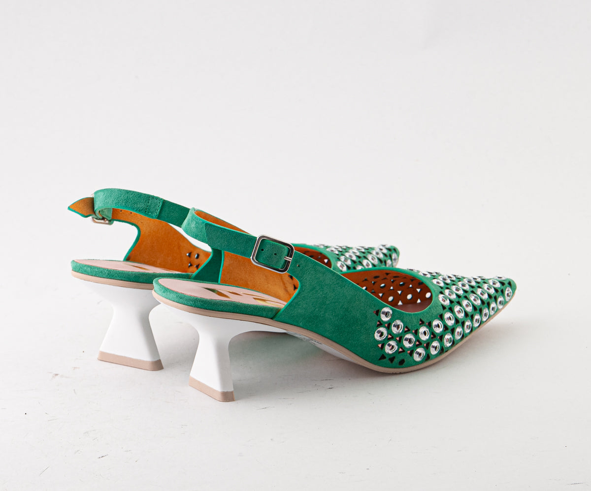 RAS SHOES SAMPLE - TULIP 8035 GREEN NUBUCK SLINGBACK