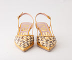 RAS SHOES SAMPLE - TULIP 8037 YELLOW AND TAN RAFIA SLINGBACK