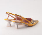 RAS SHOES SAMPLE - TULIP 8037 YELLOW AND TAN RAFIA SLINGBACK