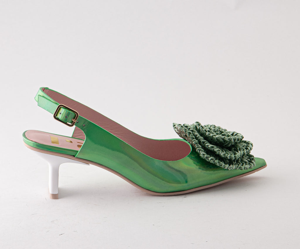 RAS SHOES SAMPLE - TULIP 8046 PATENT GREEN HEEL