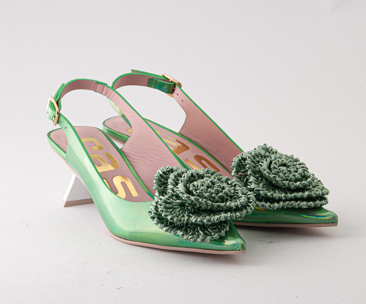 RAS SHOES SAMPLE - TULIP 8046 PATENT GREEN HEEL