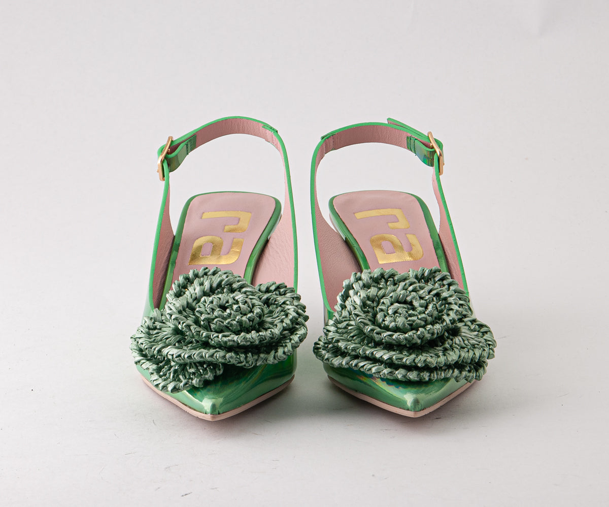 RAS SHOES SAMPLE - TULIP 8046 PATENT GREEN HEEL