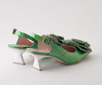 RAS SHOES SAMPLE - TULIP 8046 PATENT GREEN HEEL