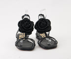 CIPRIANI 8072 BLACK RAFIA SANDALS