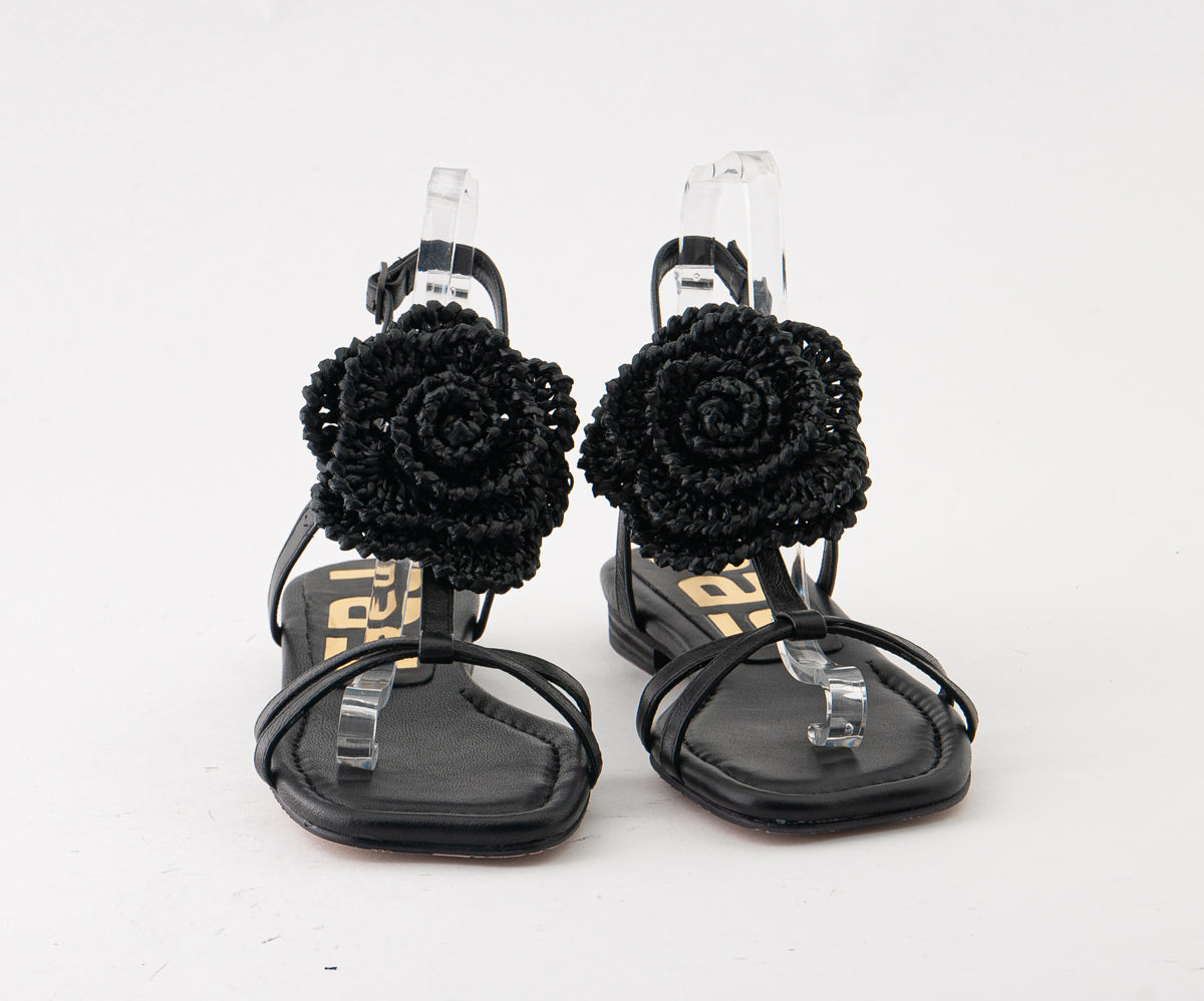 CIPRIANI 8072 BLACK RAFIA SANDALS