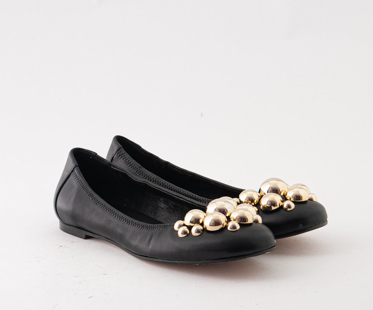 ANIMA 8089 BLACK LEATHER BALLERINA