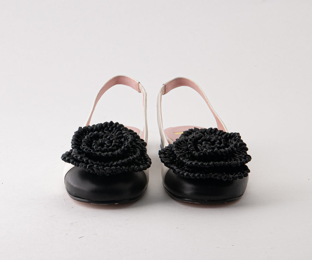 ANIMA 8094 BLACK AND WHITE FLAT SLINGBACK