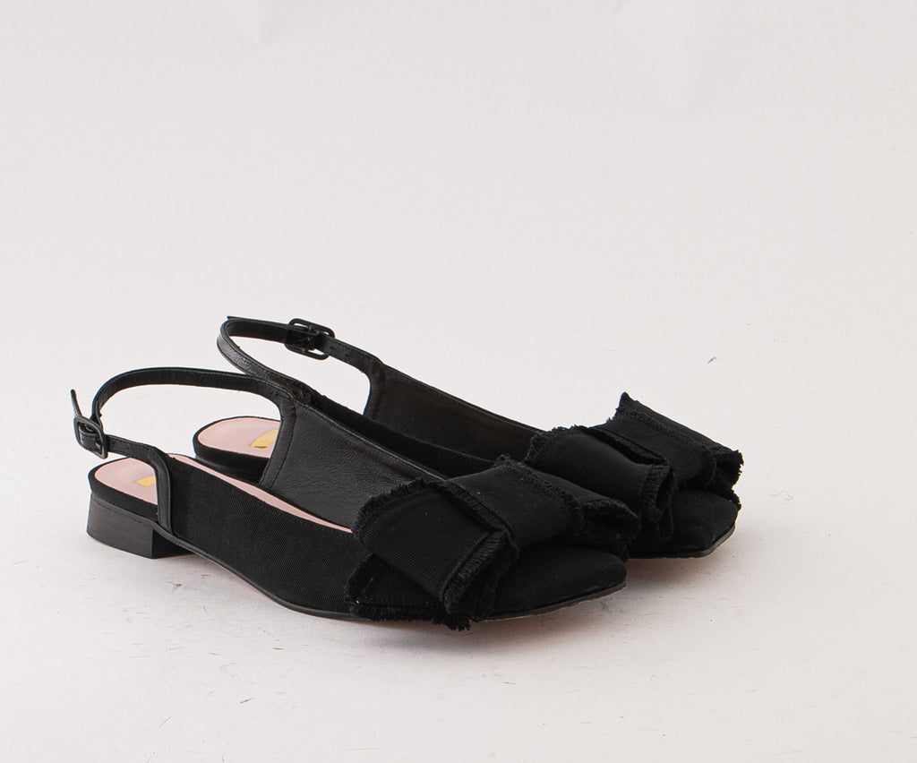 RAS SHOES SAMPLE - LIRIO 8121 BLACK FLAT SLINGBACK