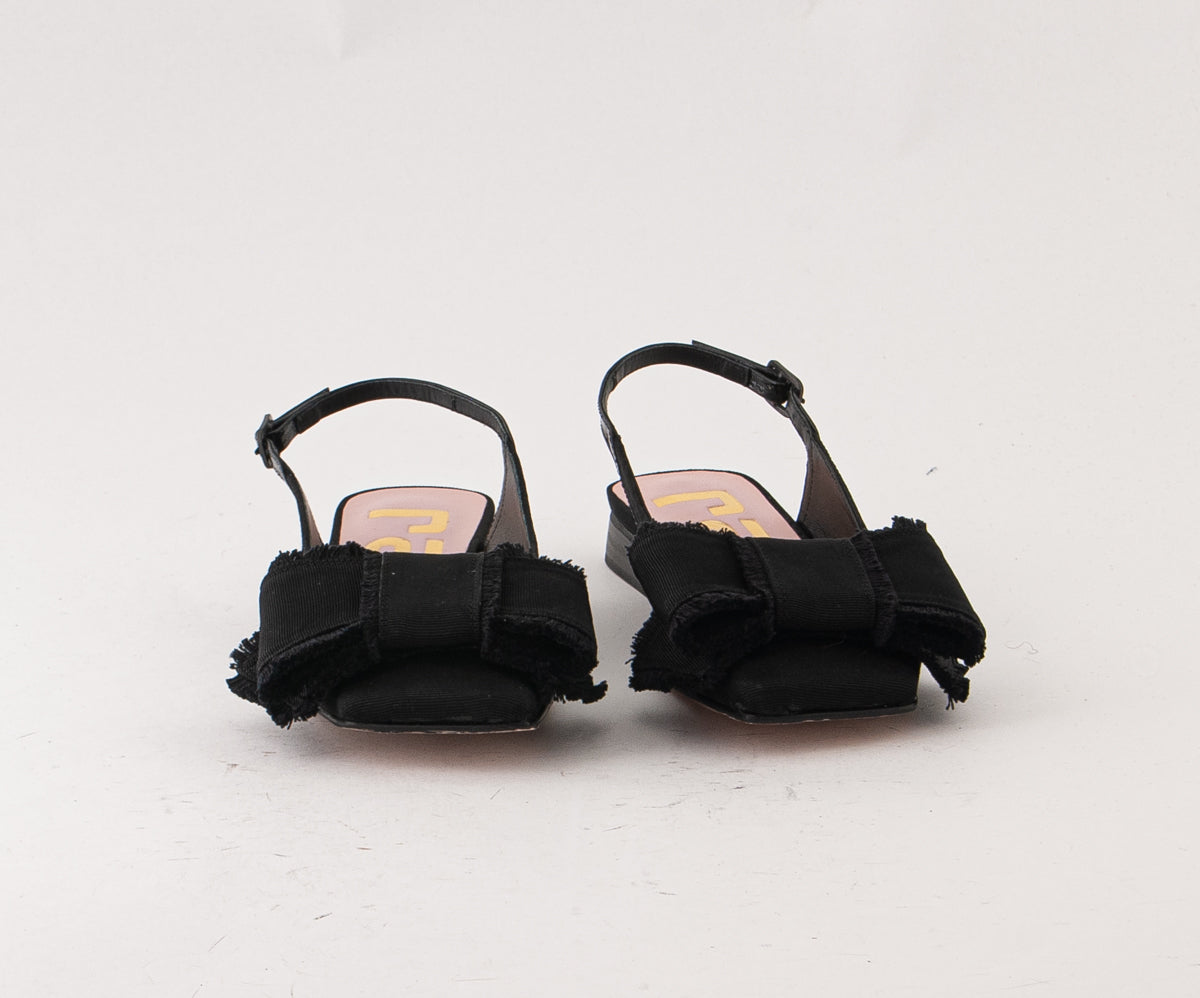 RAS SHOES SAMPLE - LIRIO 8121 BLACK FLAT SLINGBACK