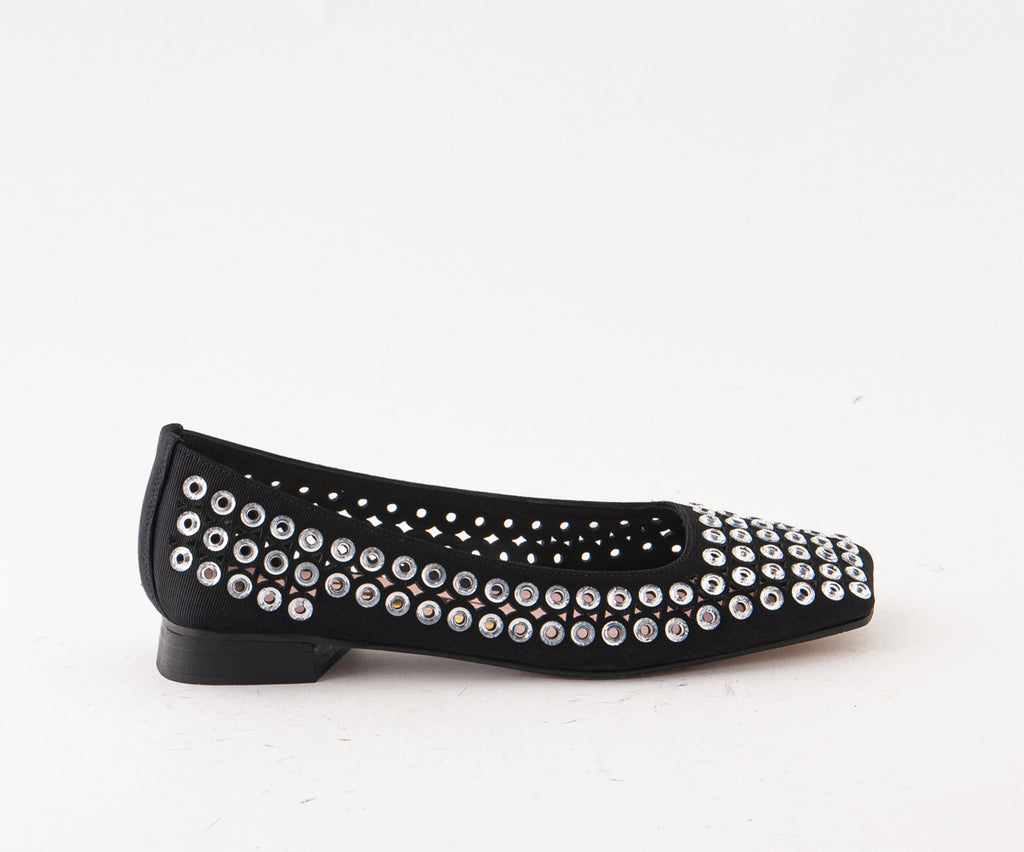 RAS SHOES SAMPLE - LIRIO 8122 BLACK TEXTILE BALLERINA