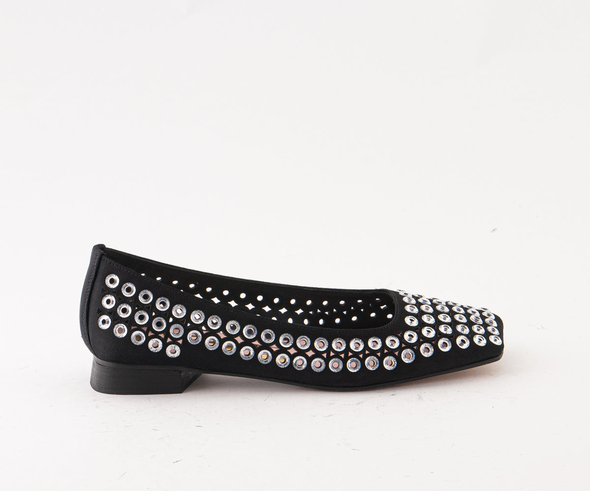 RAS SHOES SAMPLE - LIRIO 8122 BLACK TEXTILE BALLERINA