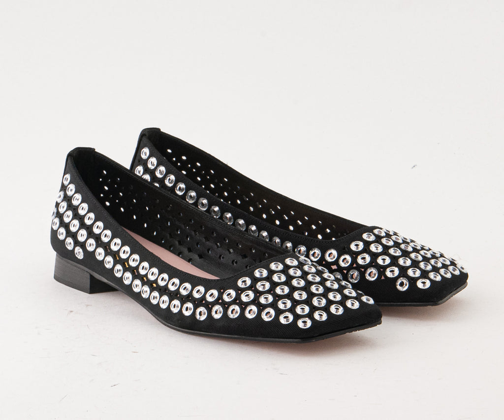 RAS SHOES SAMPLE - LIRIO 8122 BLACK TEXTILE BALLERINA