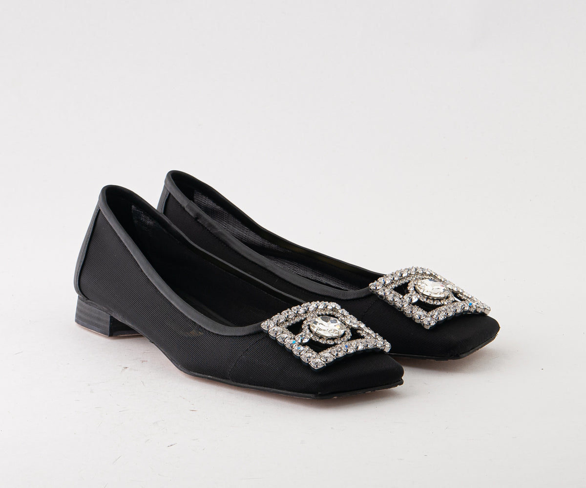 RAS SHOES SAMPLE - LIRIO 8123 BLACK MESH BALLERINA