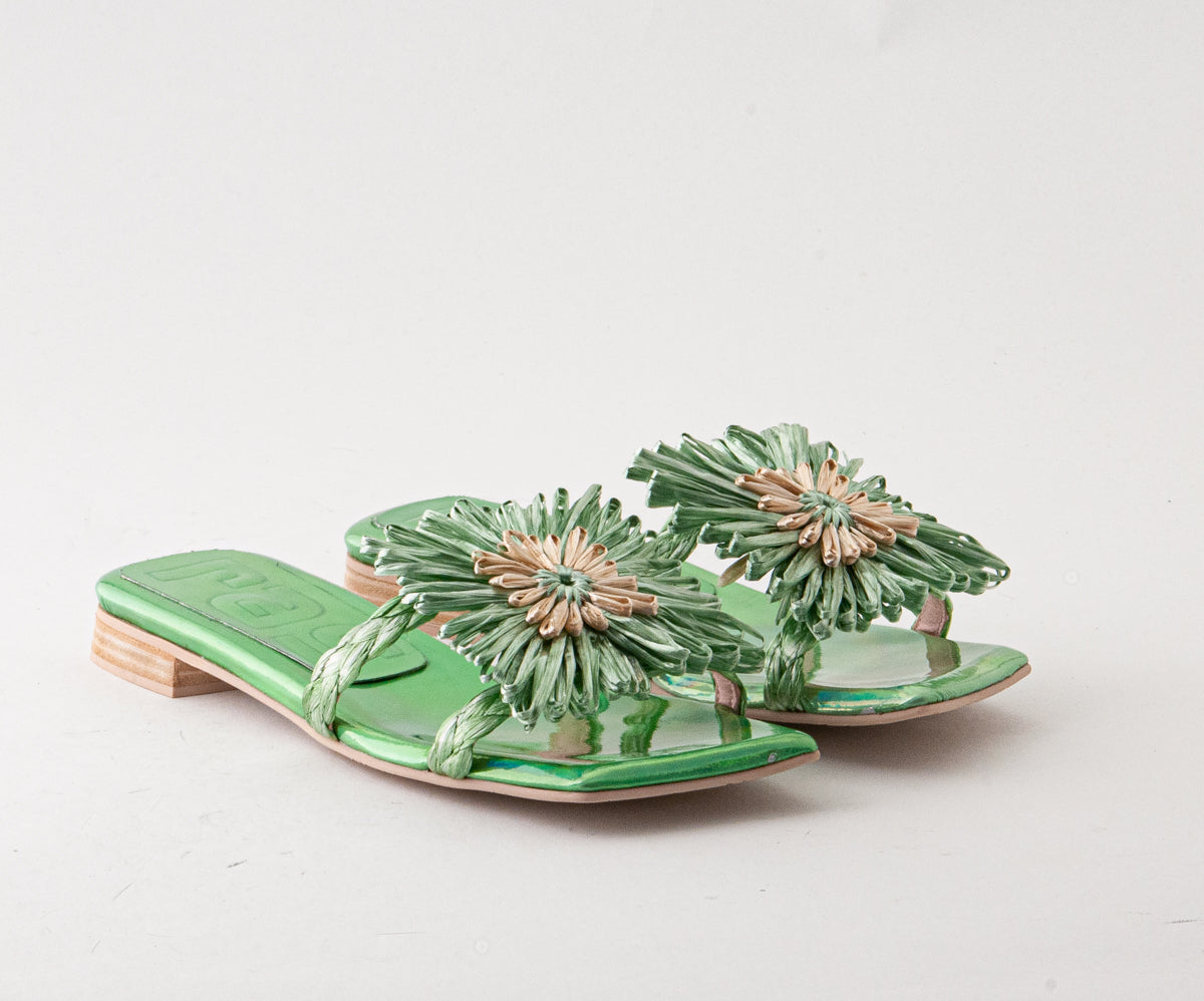 LOTTO 8141 GREEN RAFIA SLIDE