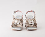 JASMINE 8152 SILVER & CREAM RAFIA SANDAL